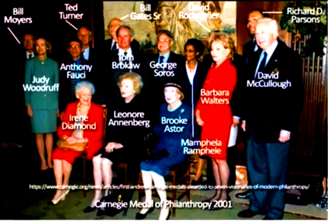 Why will the media not show this photo of Fauci standing with globalists Gates Senior, Ted Turner and George Soros? - Webmaster