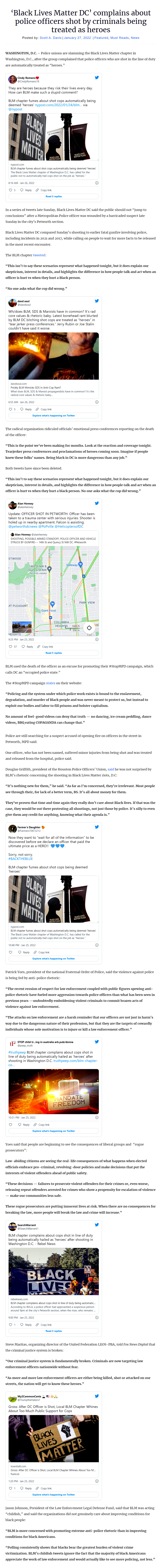 BLM hates dead cops treated as heroes. What would you expect from the self-identified voice of Karl Marx? - Webmaster